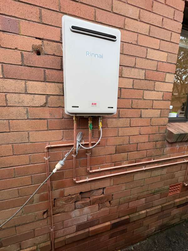 New Rinnai continuous flow hot water unit installed in Maroubra
